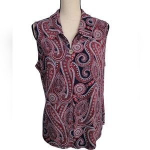 Tommy Hilfiger Sleeveless Paisley Print Shirt- Size L